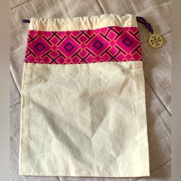 Tory Burch dust bag linen pouch gold charm repurpose travel storage - Picture 1 of 3